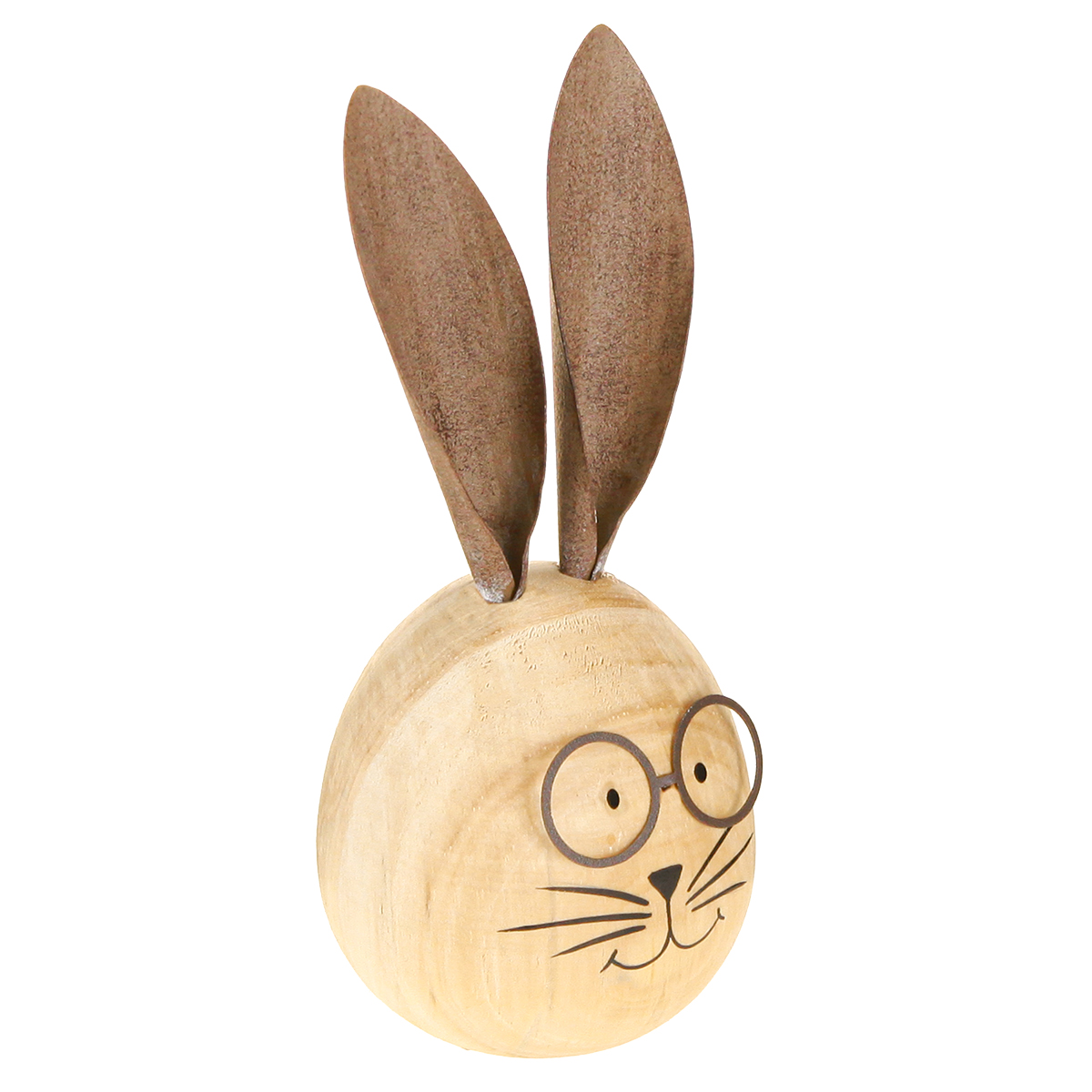 Floristik24 Holz Dekofigur Hase mit Metallakzenten 14 cm für Osterdeko