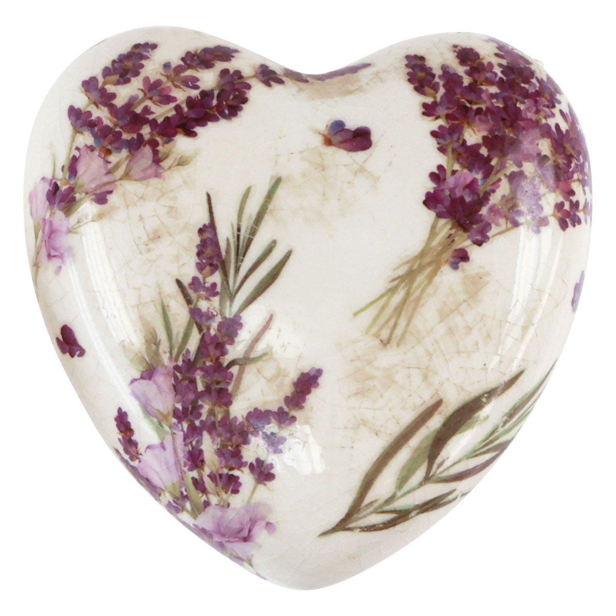 Herz Deko Keramik Lavendel Vintage Steingut 10,5cm