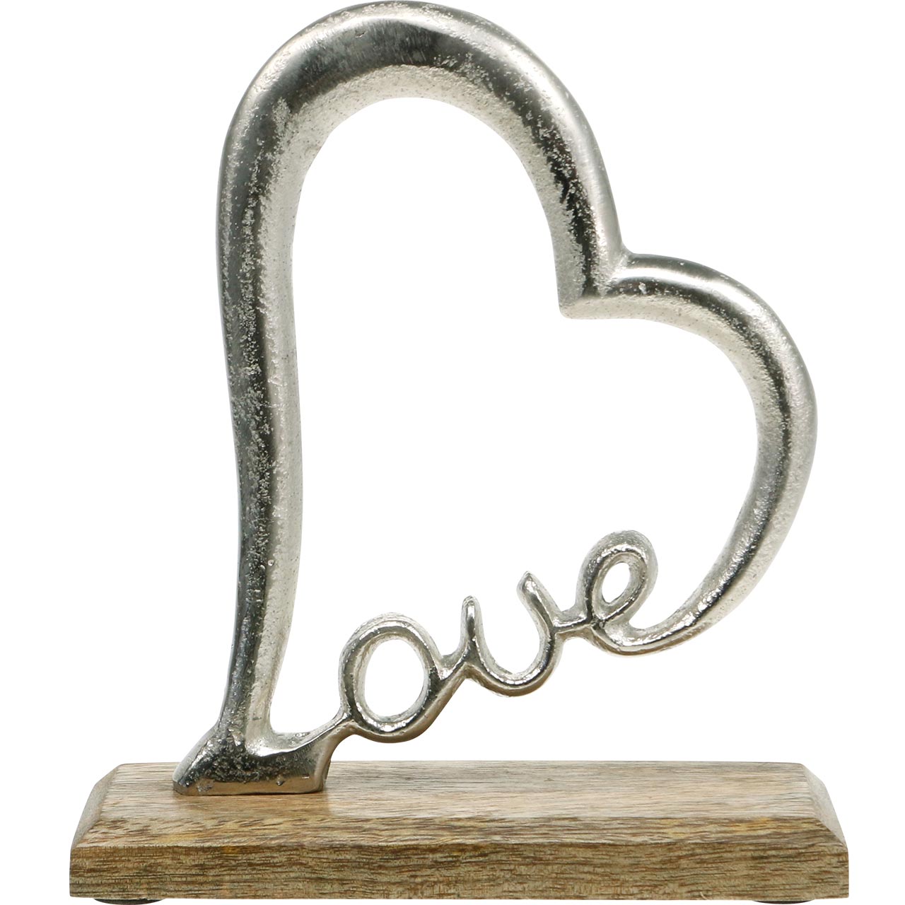 Dekoherz Silber aus Metall auf Holzsockel - 21 cm - Geschenk zum Hinstellen
