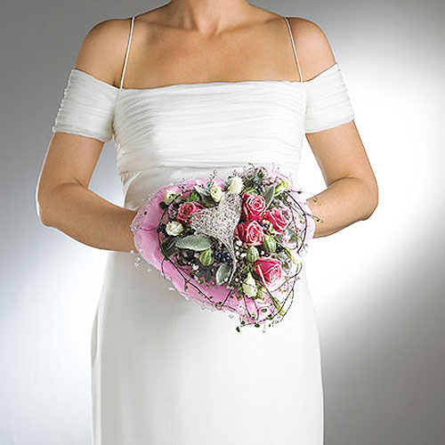 6 Stück Brautstrauß Halter Dekoration Blüte Steckschaum Kunststoff Blumen Handles Braut Hochzeit Weiß Plus Grün