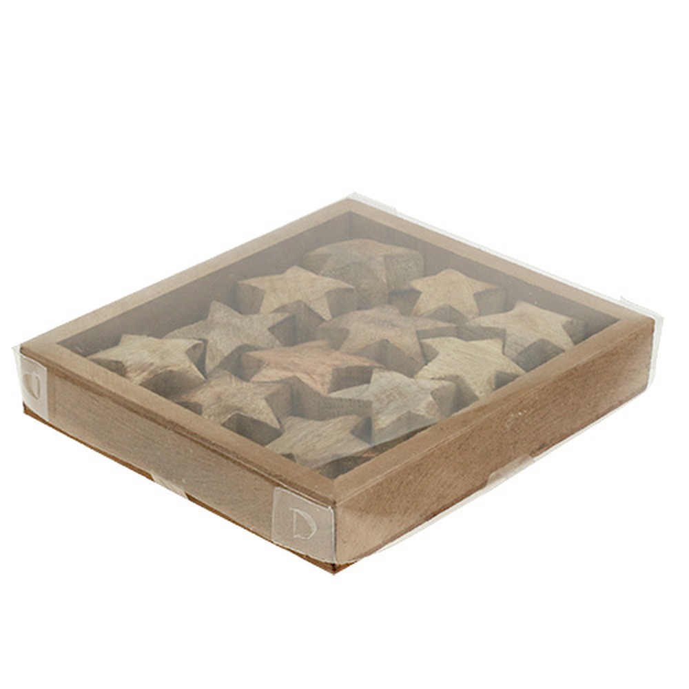 Holzstern Natur 5cm - 6cm in Box 12St preiswert online kaufen