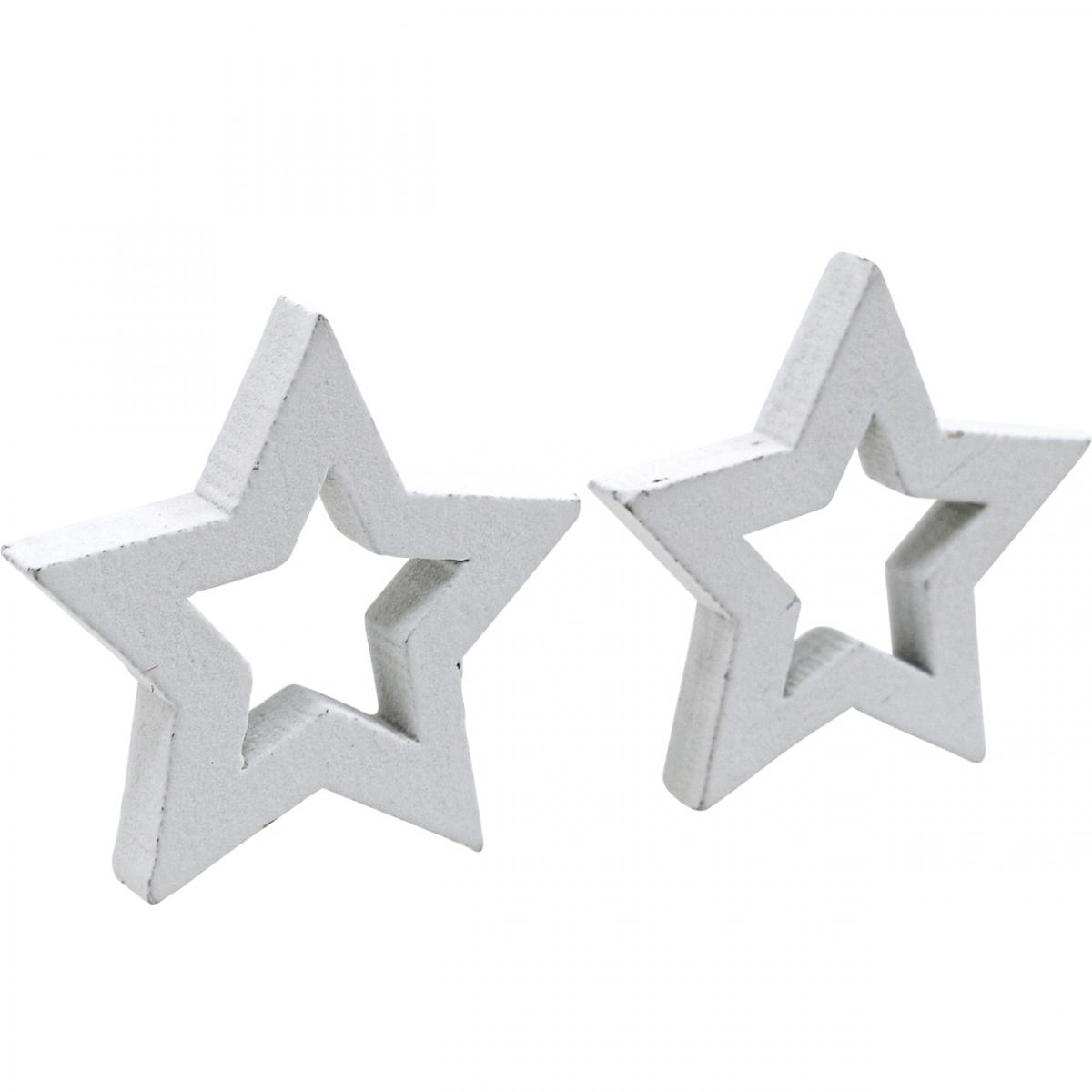 COLOFALLA 100 Holzsterne Weihnachtsdeko – 2 & 4 Cm, Weiß, Für Tischdeko, Basteln & Geschenke
