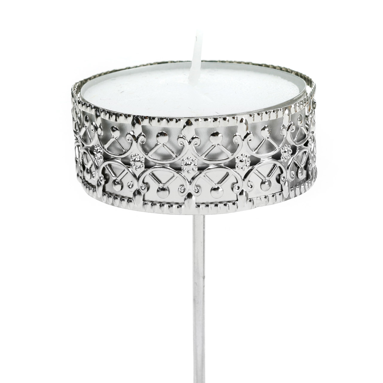 Floristik24.de Filigraner Kerzenhalter zum Stecken Silbern Ø6,4cm H12