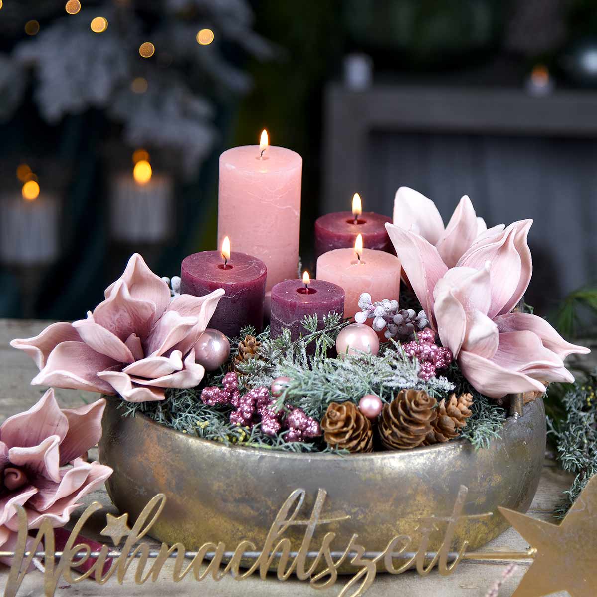Künstliche Magnolie Kostas – Creme-rosa, Ca. 55 Cm – Seidenblume Auf Stiel, Für Deko Ohne Pflege