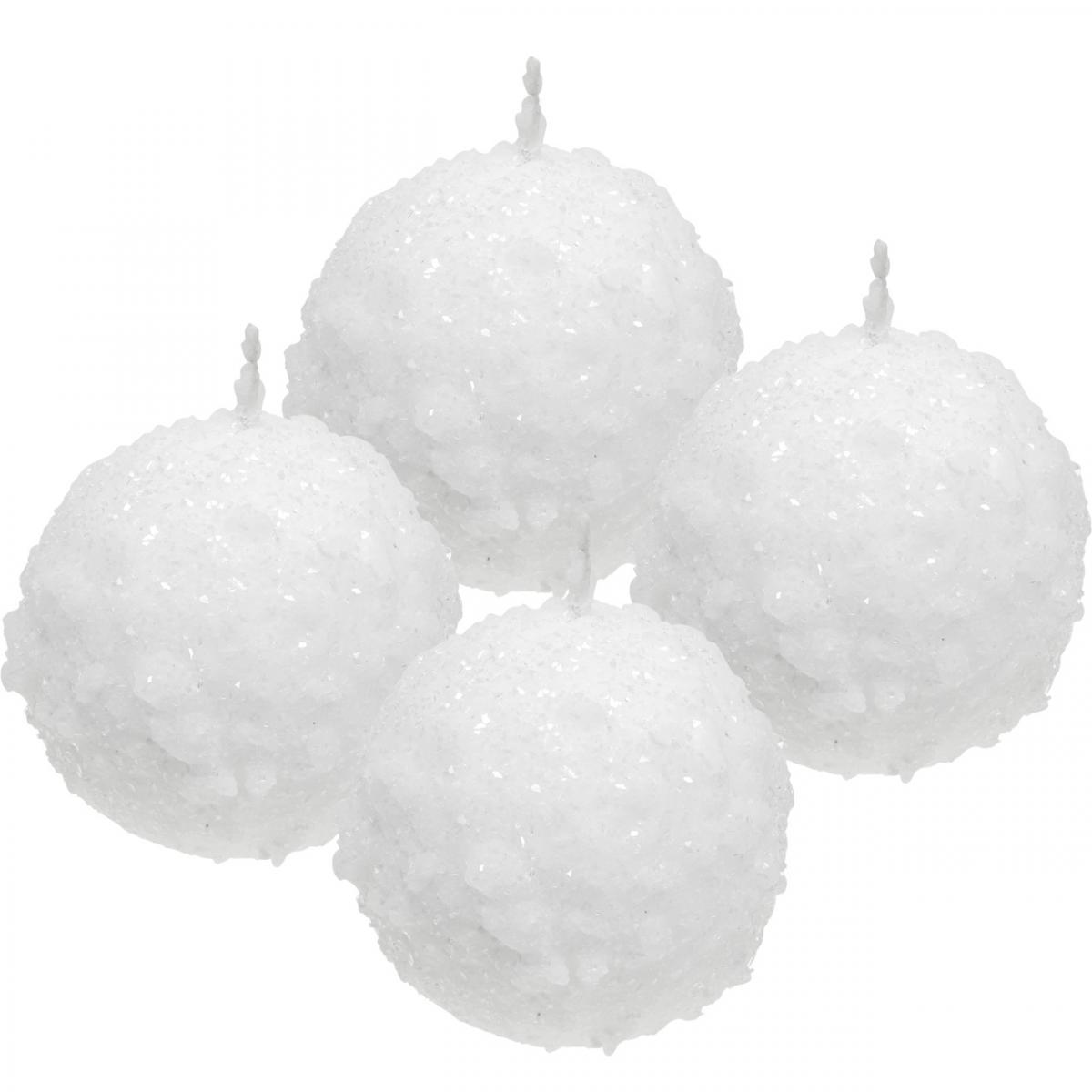 Floristik24.de Adventskerzen, Kugelkerze, Schneeballkerzen 80mm 4 St