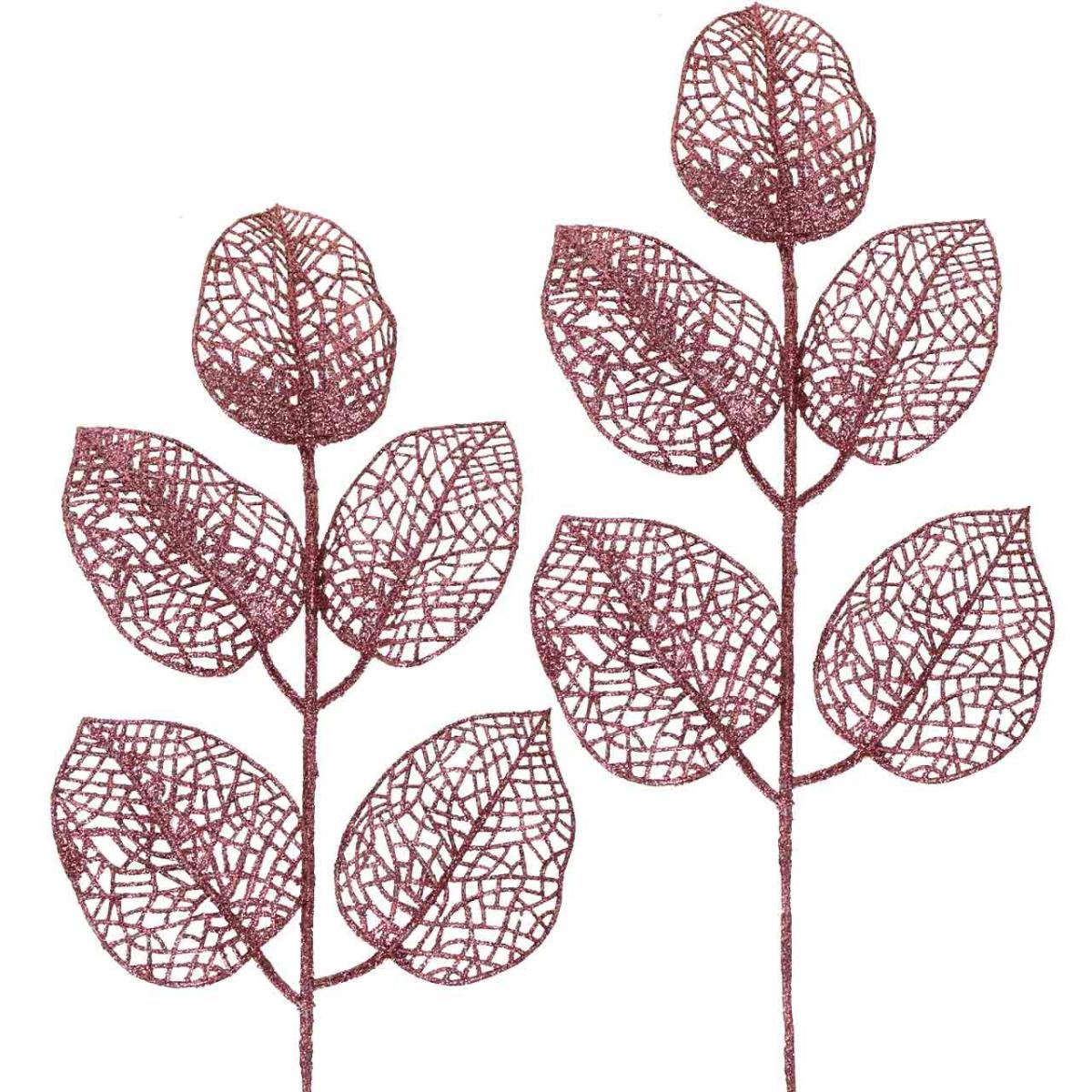 10 Künstliche Blätter Mit Glitzer – 35 Cm, Lila – Für Weihnachtsbaum, Kranz, Deko, Hochzeit & Festliche Arrangements