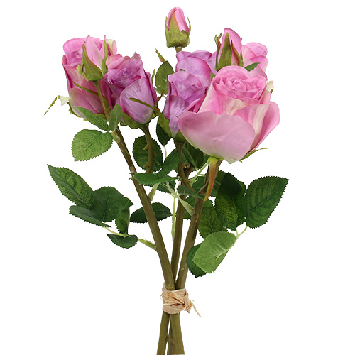 Rosen Strauß Rosenbusch 40cm rosa künstliche Blumen Blume Kunstblumen Kunstblume 