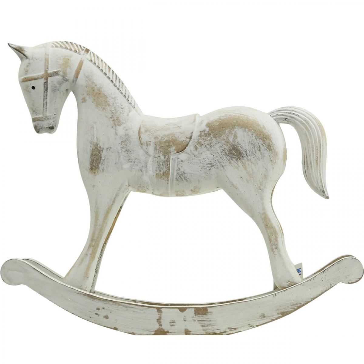 Floristik24.de Deko Schaukelpferd Weihnachten Weiß Braun 26x6x23cm06625