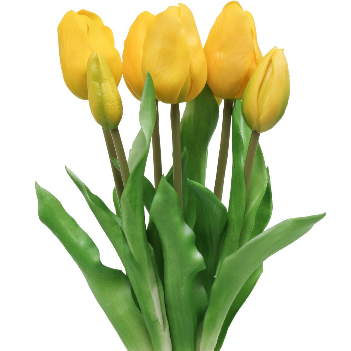 Floristik24.de Tulpe Kunstblume Gelb Real Touch Frühlingsdeko 38cm Strauß à  7St-02301