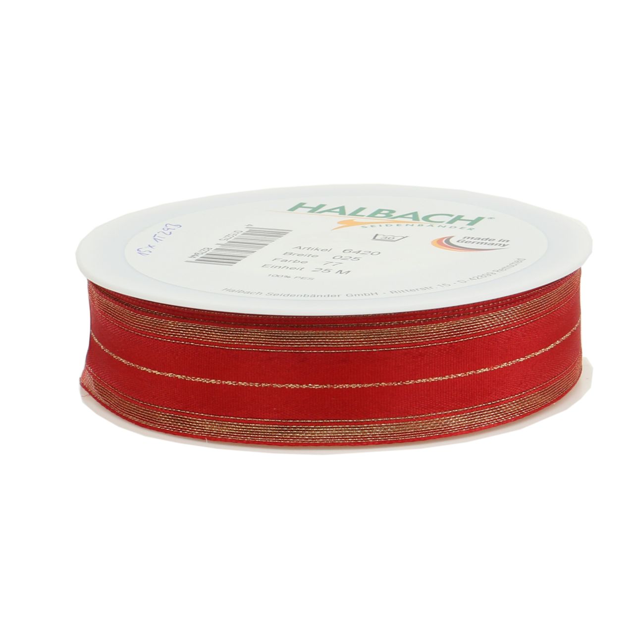 Produktbild von 3 Rollen Weihnachtsband Set, 75 Yards Rot Grün Gold Satinband