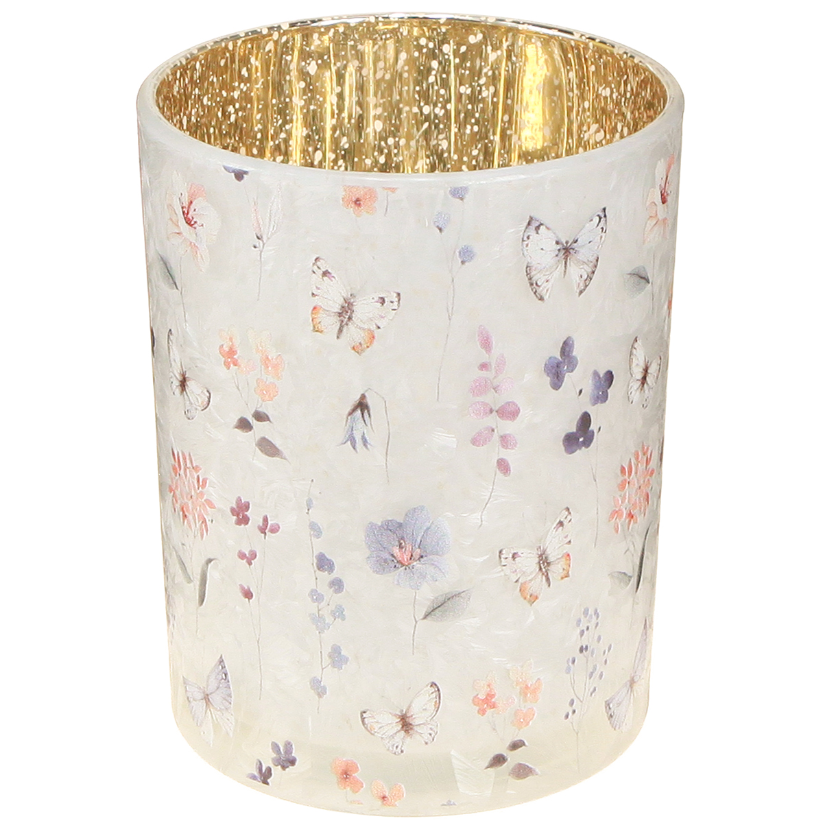 Floristik24 Windlicht Glas mit Schmetterlingsmotiv 12,5cm als Wohnzimmerdeko