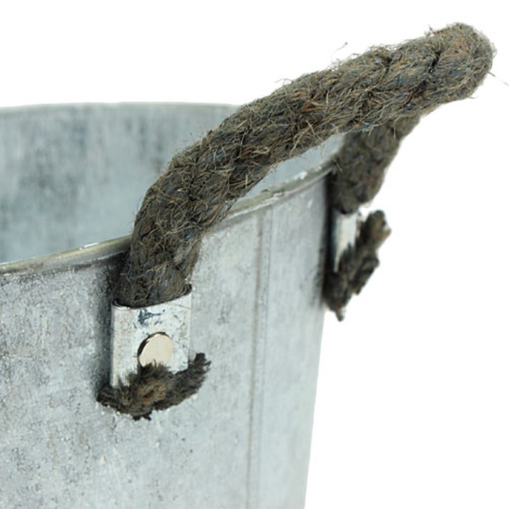 Zink Schale mit Seilgriffen Weiß gewaschen Ø22cm-73843 preiswert online