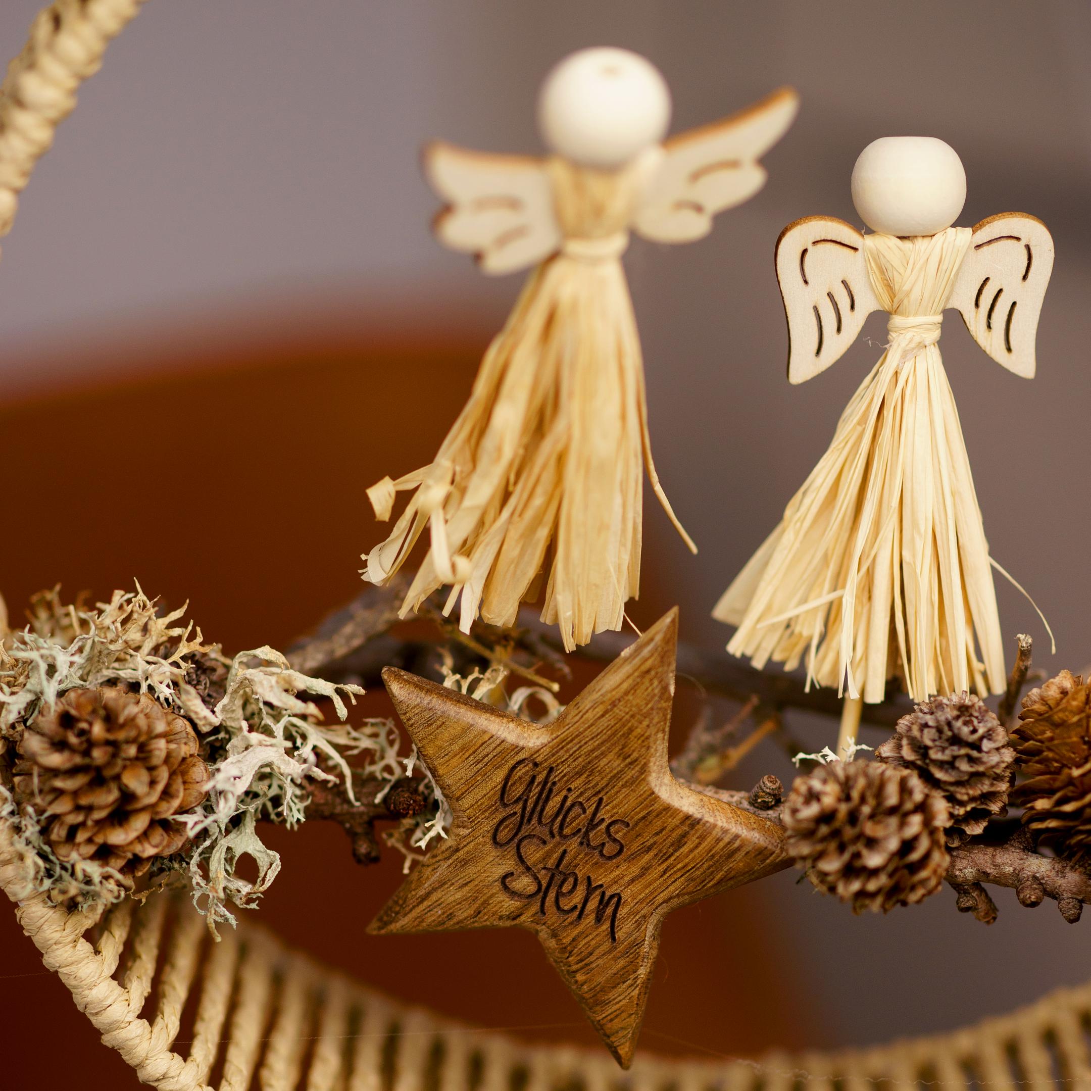 Floristik24 Holz Deko Engelstecker Natur 33,5cm für Weihnachtsdeko