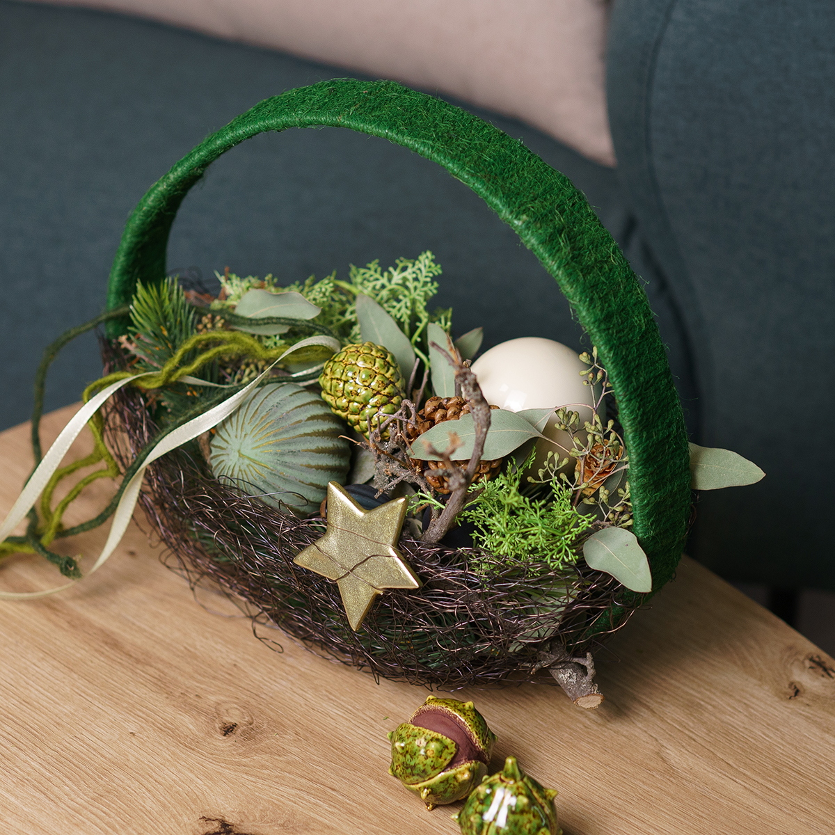 Floristik24 Dekoring aus Jute Grün Dunkelgrün Ø30cm für Weihnachtsdeko