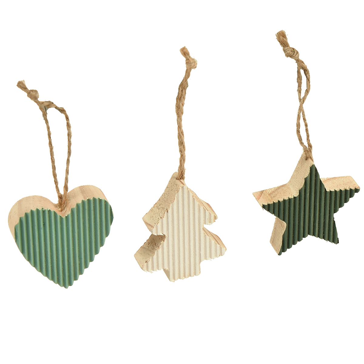 Floristik24 Holzanhänger Set mit Herz-Baum-Stern Designs aus Holz, 4,5 cm, Weihnachtsdeko