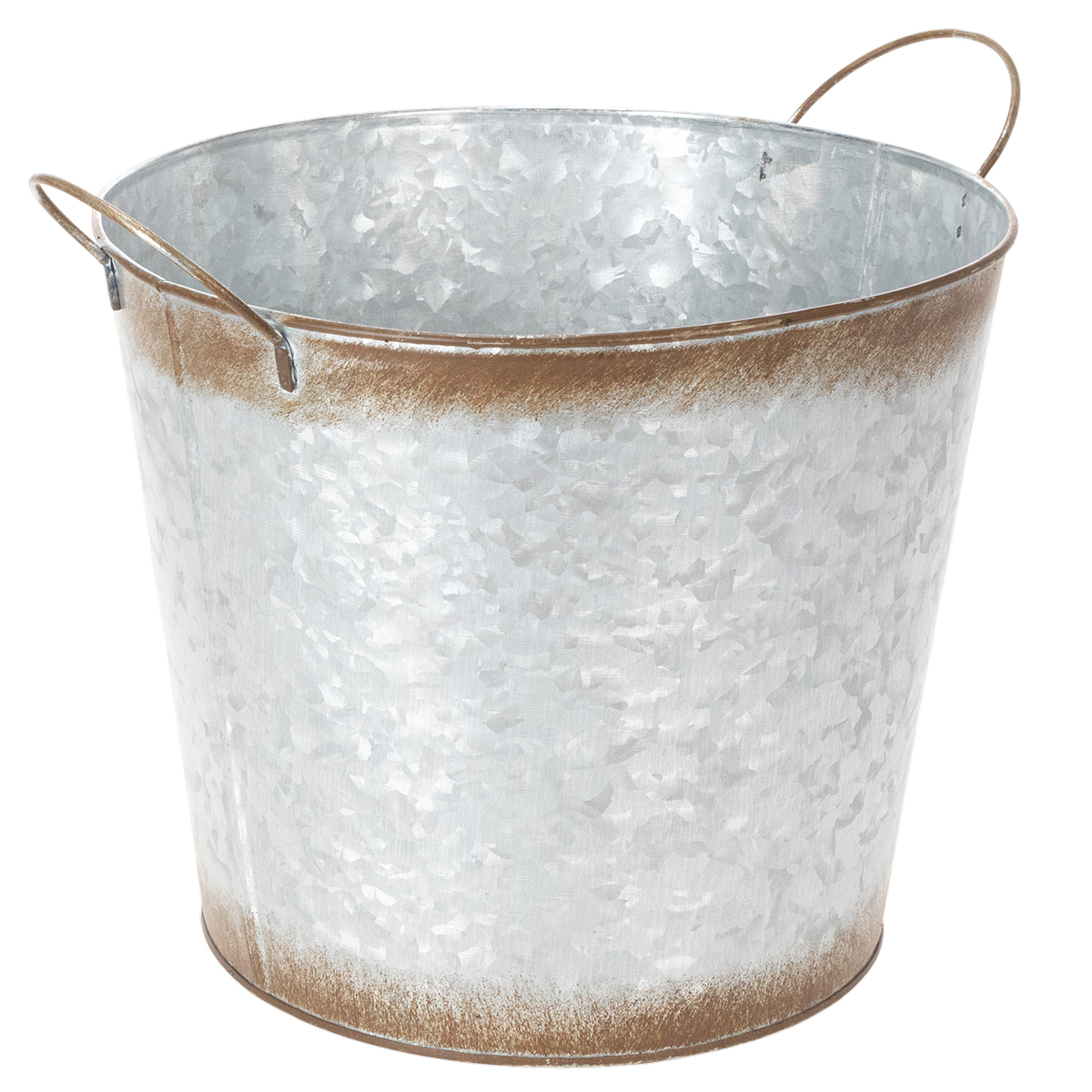 Pflanztopf mit Griffen 26cm Metall silbern | Floristik24