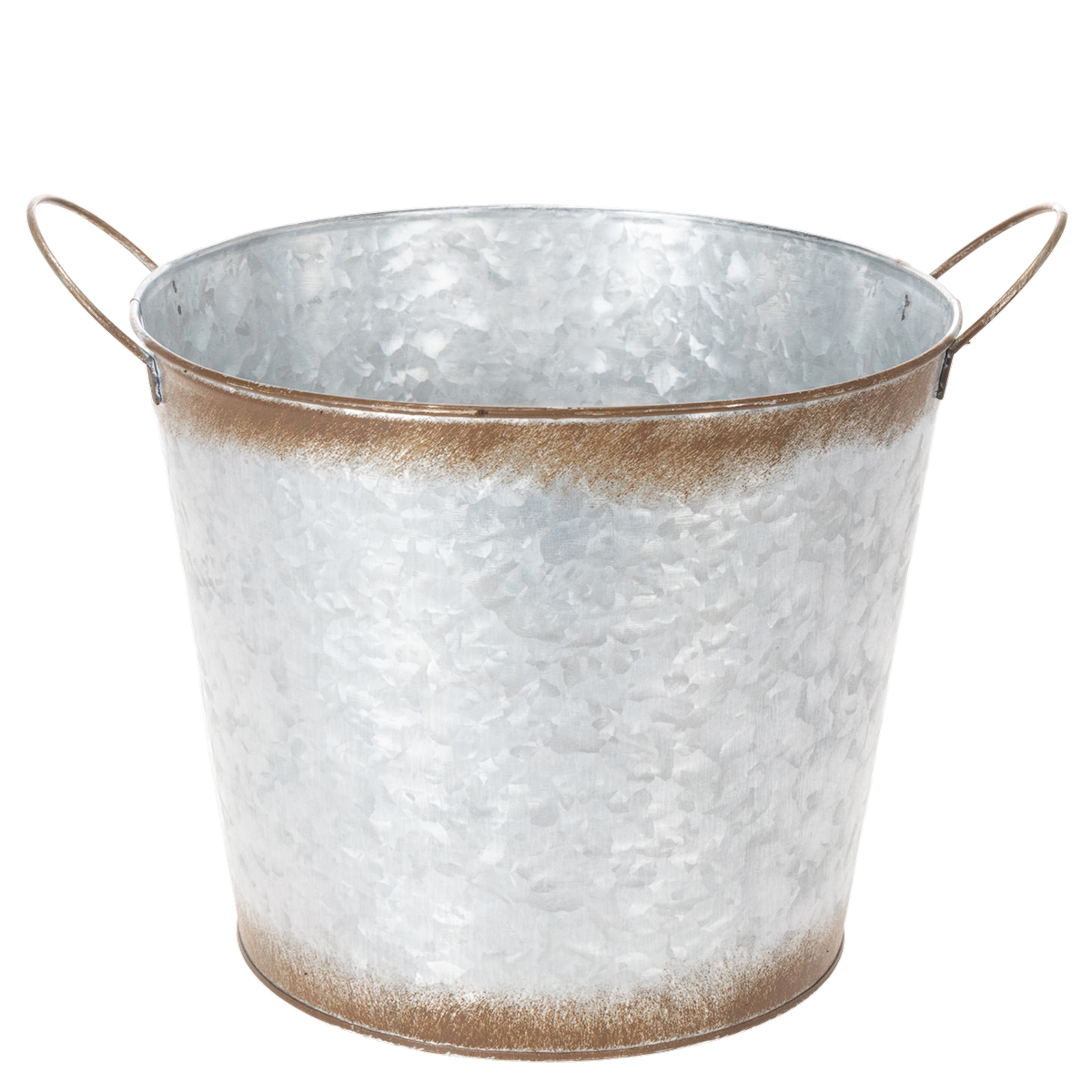 Pflanztopf mit Griffen 26cm Metall silbern | Floristik24
