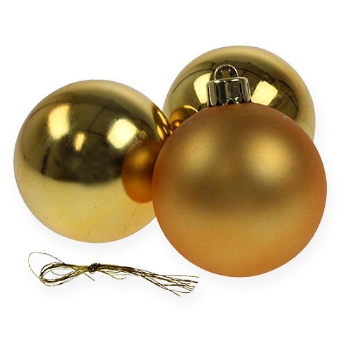 Weihnachtskugel Plastik Gold 6cm 12St-75450/021830