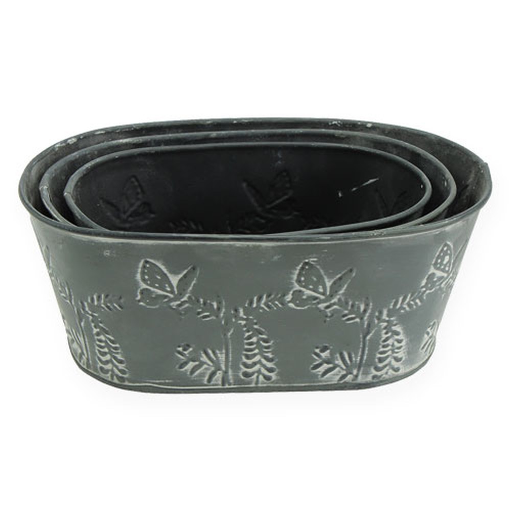 Zinkschale oval Grau 3-er Set L19,17,15cm-7837-43 preiswert online kaufen