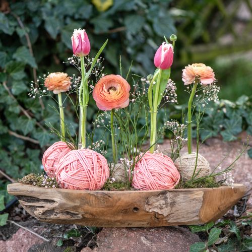 Floristik24 Deko Schale Holz Teakholz Natur Maritim 46x14x7cm