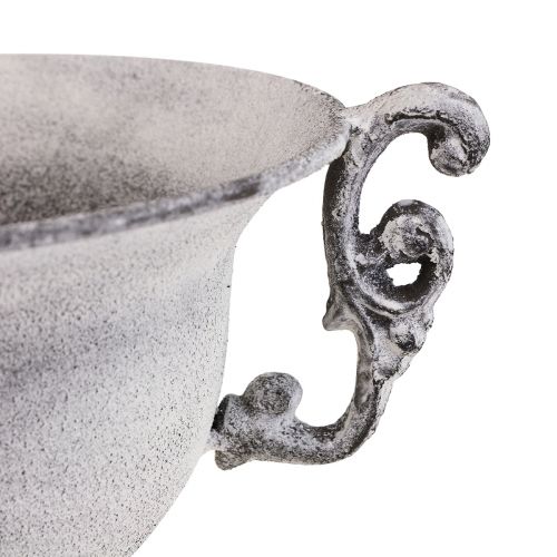 Floristik24 Dekoschale Weiß gewaschen Dekopokal Metall Ø20cm H17,5cm