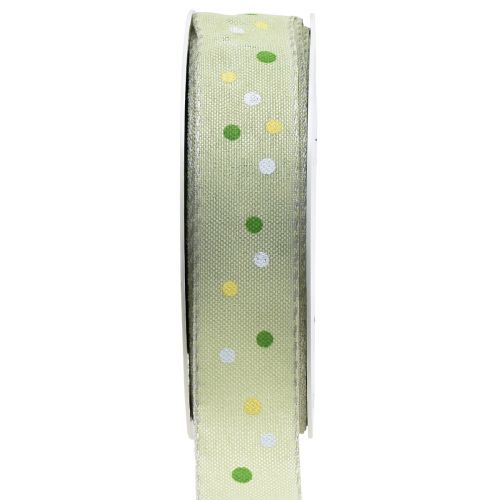 Floristik24 Geschenkband mit Punkten Schleifenband Grün 25mm 18m