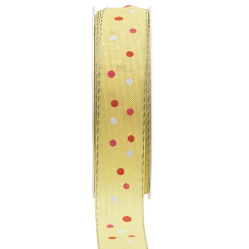 Artikel Geschenkband mit Punkten Schleifenband Gelb 25mm 18m