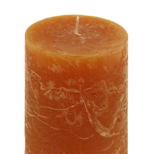 Artikel Stumpenkerzen Dunkelorange Durchgefärbt Sunset 60x100mm 4St Rustic Sommer Herbst Advent