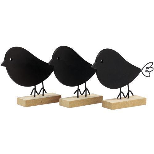 Floristik24 Deko Vögel Schwarz Holzvögel Holzdeko Frühling 13,5cm 6St