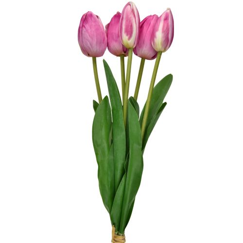 Floristik24 Rosa Tulpen Deko Real Touch Kunstblumen Frühling 49cm 5 St