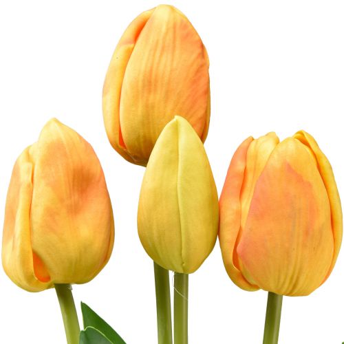 Floristik24 Orange Gelb Tulpen Deko Real Touch Kunstblumen 49cm 5 St