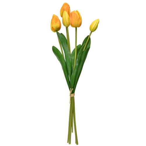Floristik24 Orange Gelb Tulpen Deko Real Touch Kunstblumen 49cm 5 St