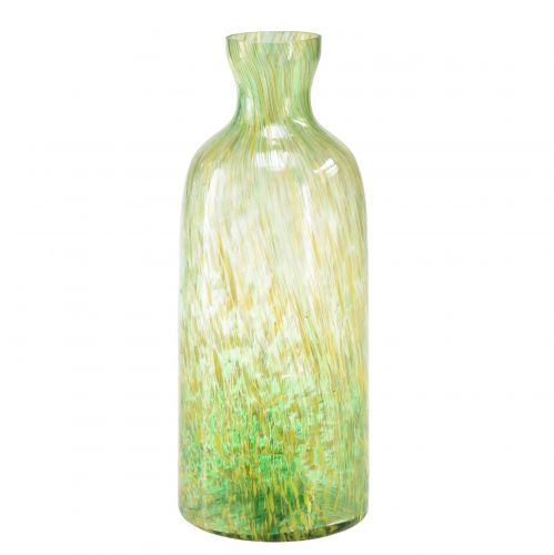 Deko Vase Glas Blumenvase Gelb Grün Muster Ø10cm H25cm