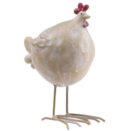 Floristik24 Deko Huhn Osterdeko Henne Figur Beige Rot 11×8×15,5cm