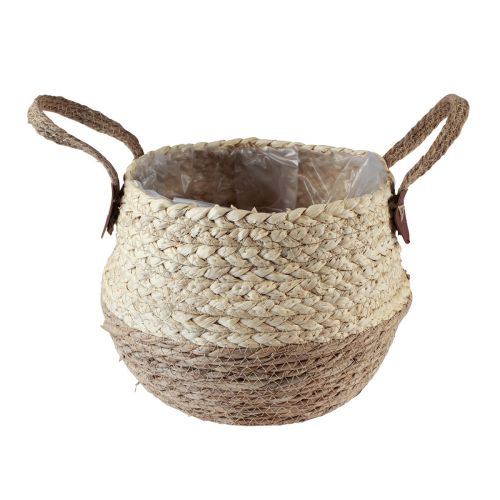 Artikel Korb mit Henkeln Pflanzkorb Seegras Jute Ø23cm H20cm Boho Chic Urban Jungle Deko