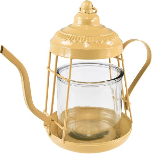 Teelichthalter Glas Windlicht Teekanne Orange Ø15cm H26cm