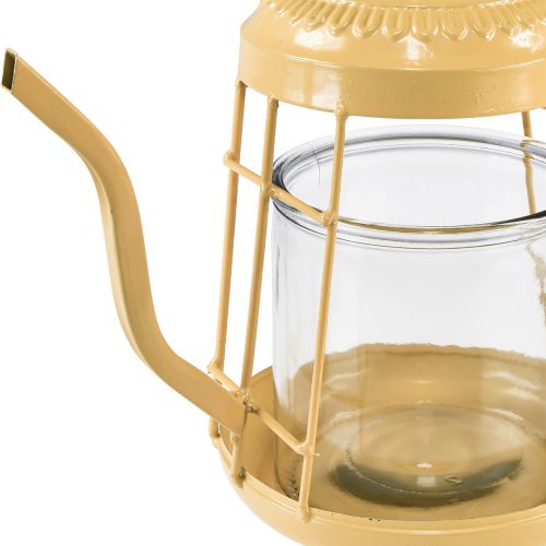 Artikel Teelichthalter Glas Windlicht Teekanne Orange Ø15cm H26cm