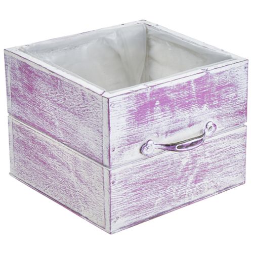 Artikel Pflanzschublade mit Griff Rosa Weiß Holz 12/15cm 2er-Set