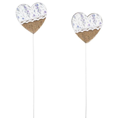 Floristik24 Blumenstecker Herz Flieder Landhausstil 7×0,5×7cm 12St