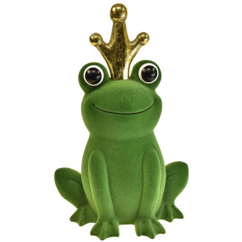 Floristik24 Dekofrosch, Froschkönig, Frühlingsdeko, Frosch mit Goldkrone Grün 40,5cm