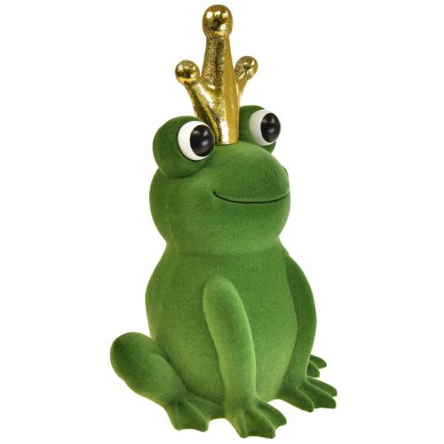 Artikel Dekofrosch, Froschkönig, Frühlingsdeko, Frosch mit Goldkrone Grün 40,5cm