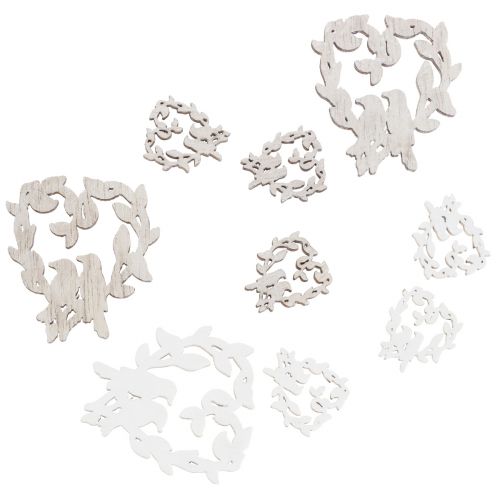 Artikel Streudeko Vogel Holz Herz Tischdeko Natur 3,5/1,5cm 72 St