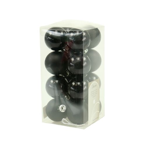 Floristik24 Weihnachtskugel Plastik Ø4cm Schwarz 16 St