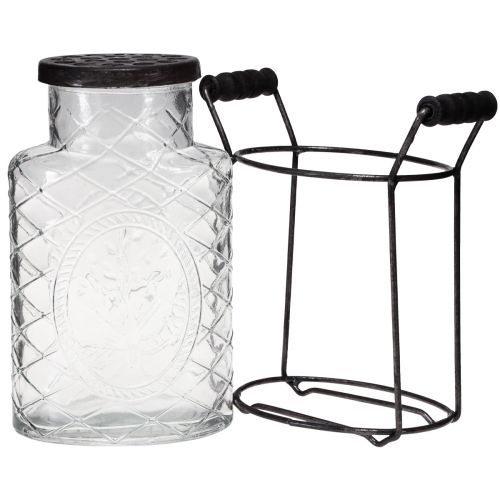 Floristik24 Glas Vase mit Deckel Steckhilfe Flasche 16,5×8,5×18,5cm