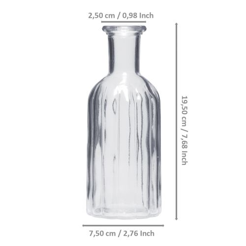 Floristik24 Flaschenvase Glasvase hoch Vase klar Ø7,5cm H19,5cm 2St
