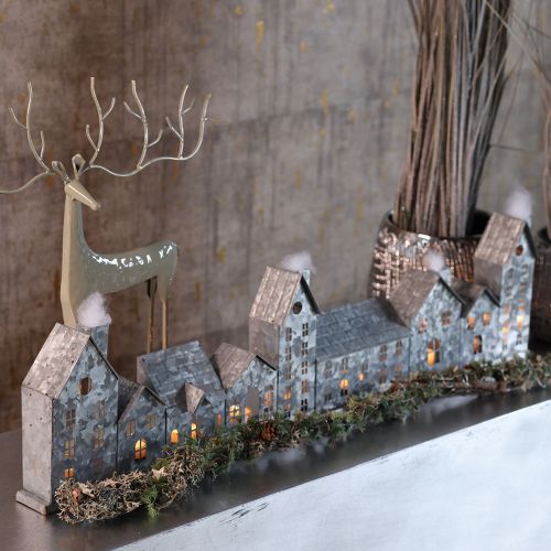 Deko Häuserreihe mit Teelichthaltern Adventsdeko 68cm | Floristik24.de