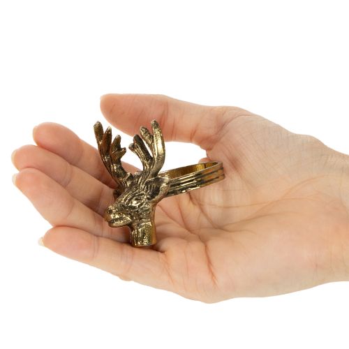 Serviettenring Hirsch-Kopf aus Metall in Gold-Optik 6cm 4St | Floristik24.de