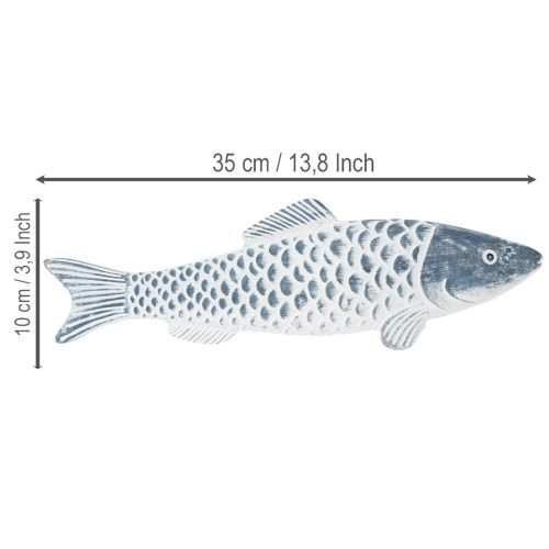 Holzfisch in Blau Weiß Fisch Deko Holzmehl 35cm 1St | Floristik24.de