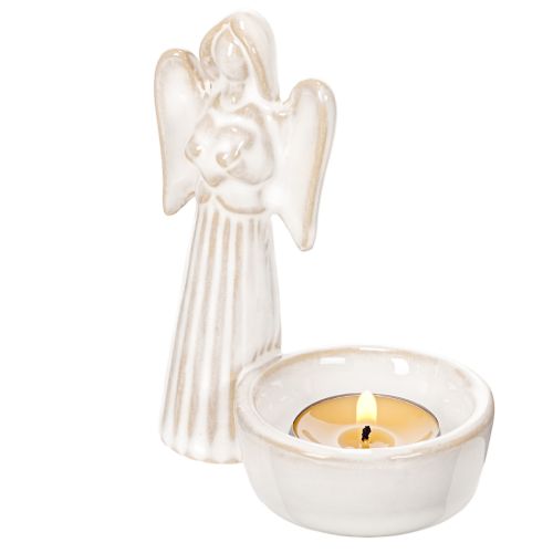 Engel Schale Dekoration mit kleiner Figur und rundem Teelichthalter 10cm 3St | Floristik24.de