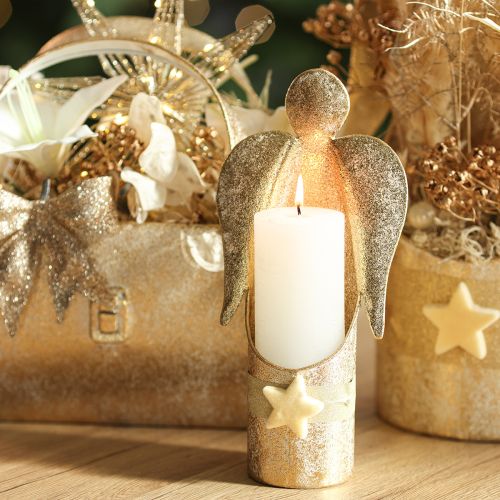 Kerzenhalter-Engel-Figur Gold festliche Dekoration 27cm | Floristik24.de